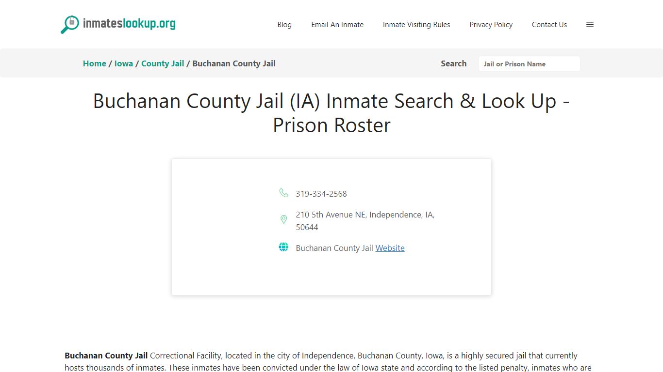 Buchanan County Jail (IA) Inmate Search & Look Up - Prison Roster