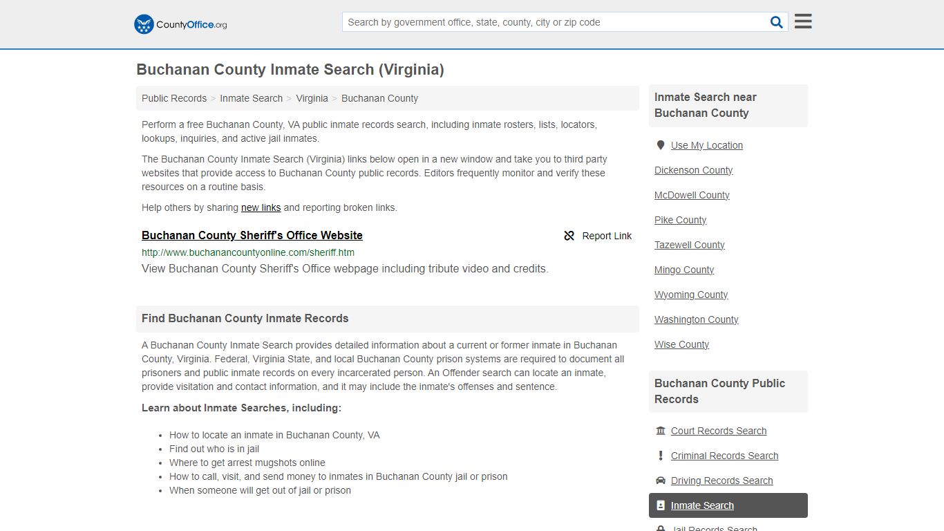 Inmate Search - Buchanan County, VA (Inmate Rosters & Locators)